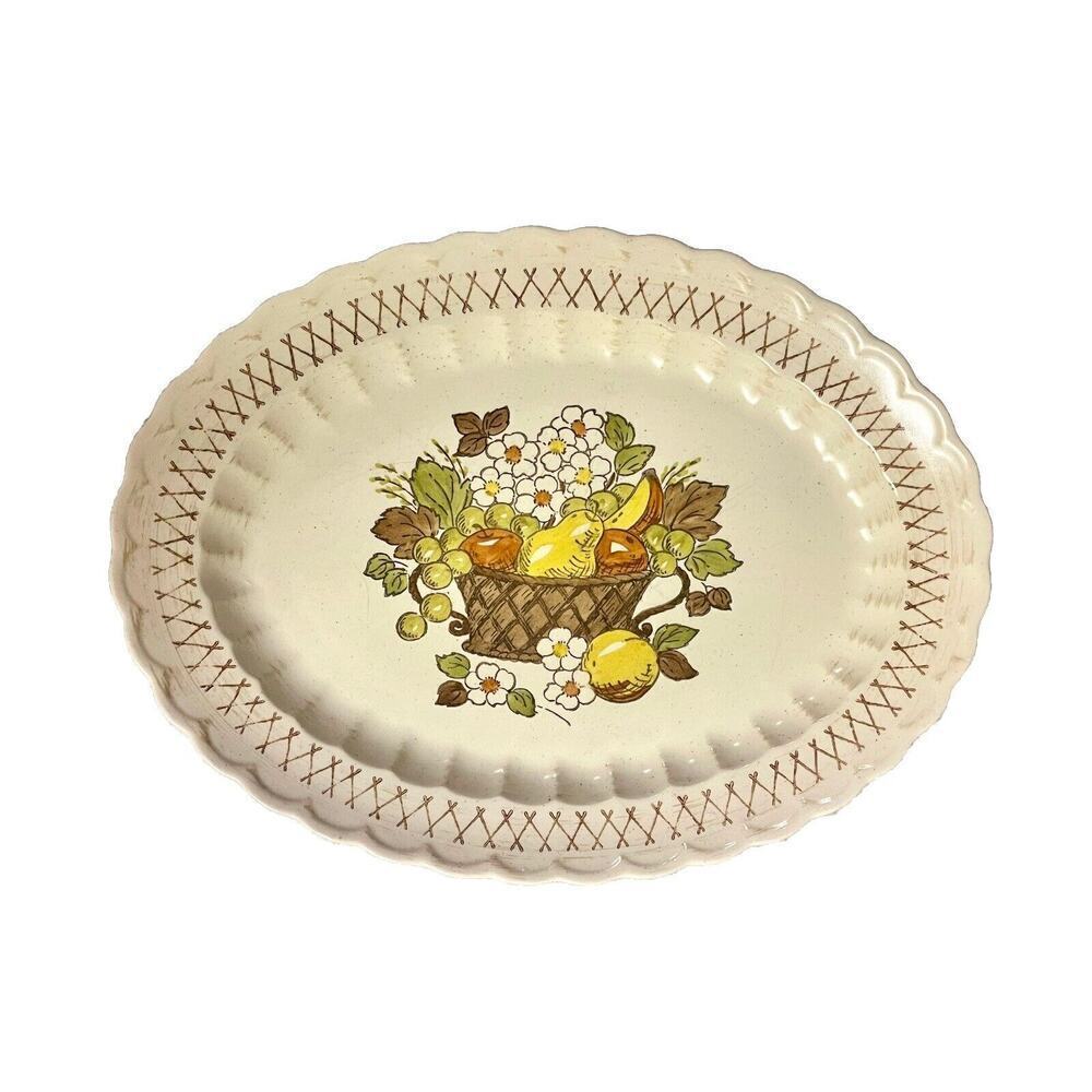 Vintage Holiday‎ Vernon Ware By Metlox Fruit Basket Oval Serving Platter